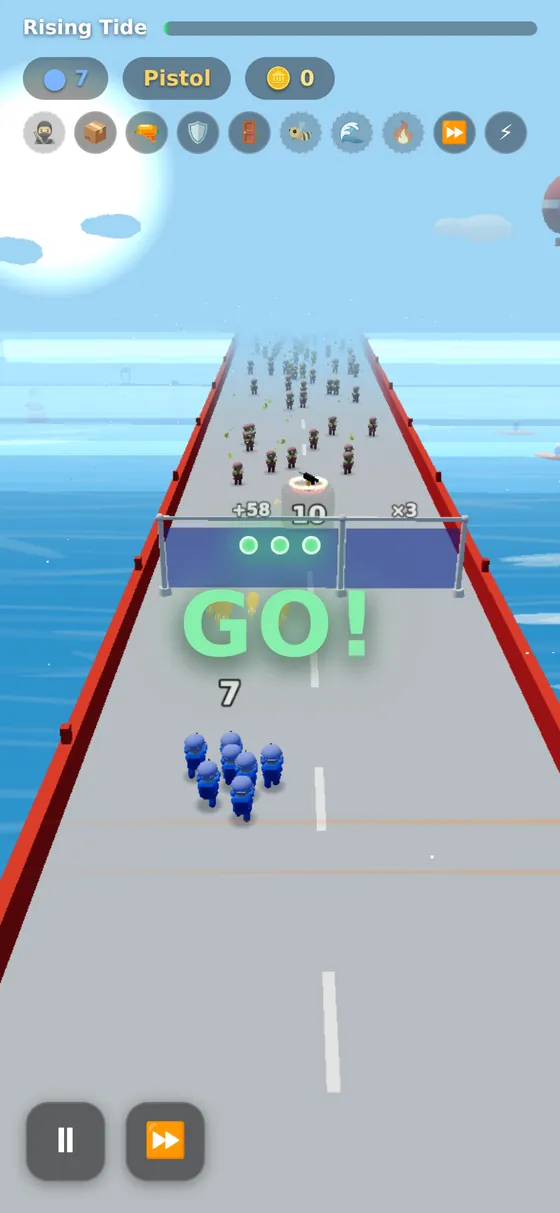 A zombie horde massed on the bridge in front of the squad.